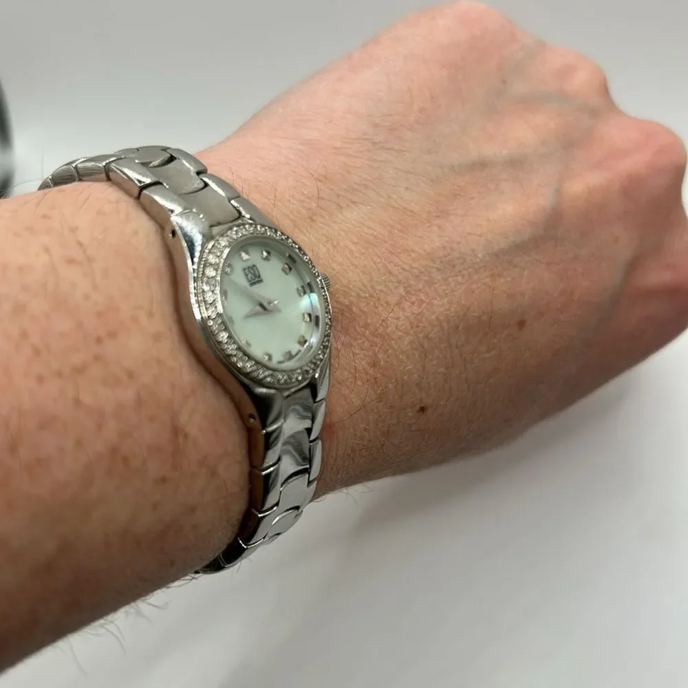 Working! Esquire ESQ by Movado Dainty Minimalist Rhinestone Bezel Swiss Watch